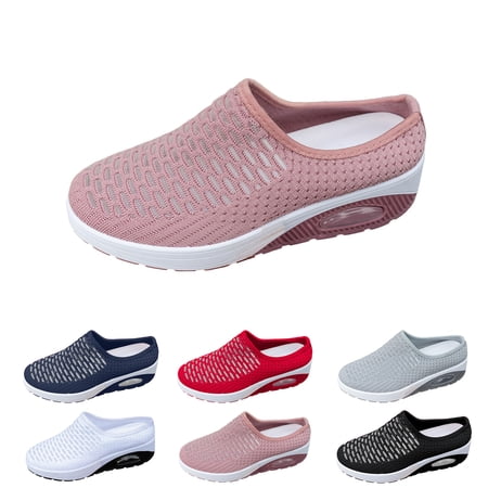 Slip On Mules & Clogs for Women Orthopedic Diabetic Walking Shoes Backless Breathable Sneakers with Arch-Support Beach Sandals Slippers Closed Toe Slides