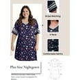 thumbnail image 6 of MINTREUS Women's Plus Size Nightgown Short Sleeve Nightshirt V Neck Sleep Shirt Loose Loungewear Casual Sleepwear 1X-5X, 6 of 9