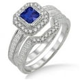thumbnail image 2 of 2 Carat Sapphire and Diamond Antique Halo Bridal set on 10k White Gold, 2 of 2