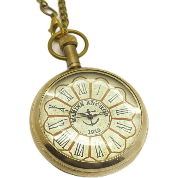 Vintage Marine Anchor 1912 Pocket Watch with Chain for Men Women, Elegant Decorative Pocket Watches for Birthday Gifts, Wedding Party Favors 46mm