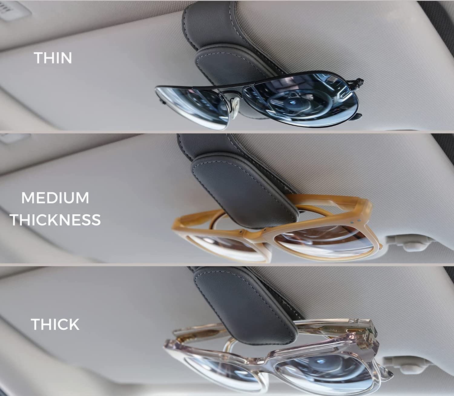 Kaufe PDTO Sunglass Holder for Car Visor Magnetic Leather Glasses