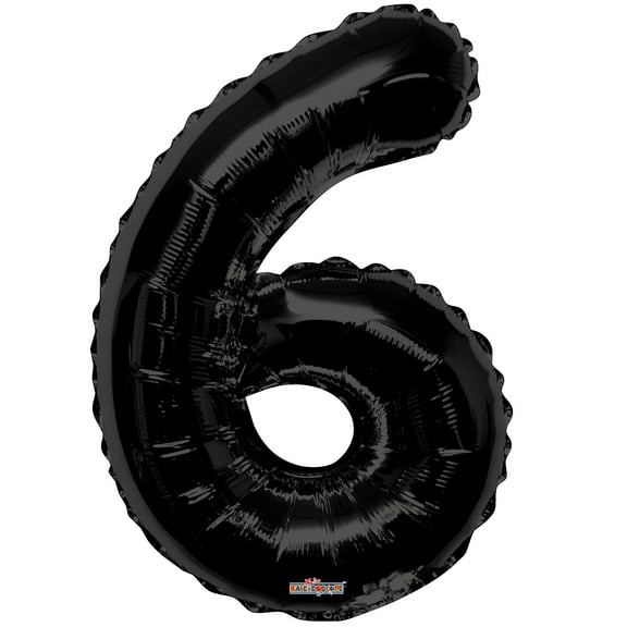 34 inch Kaleidoscope Number 6 - Black Foil Mylar Balloon - Party Supplies Decorations