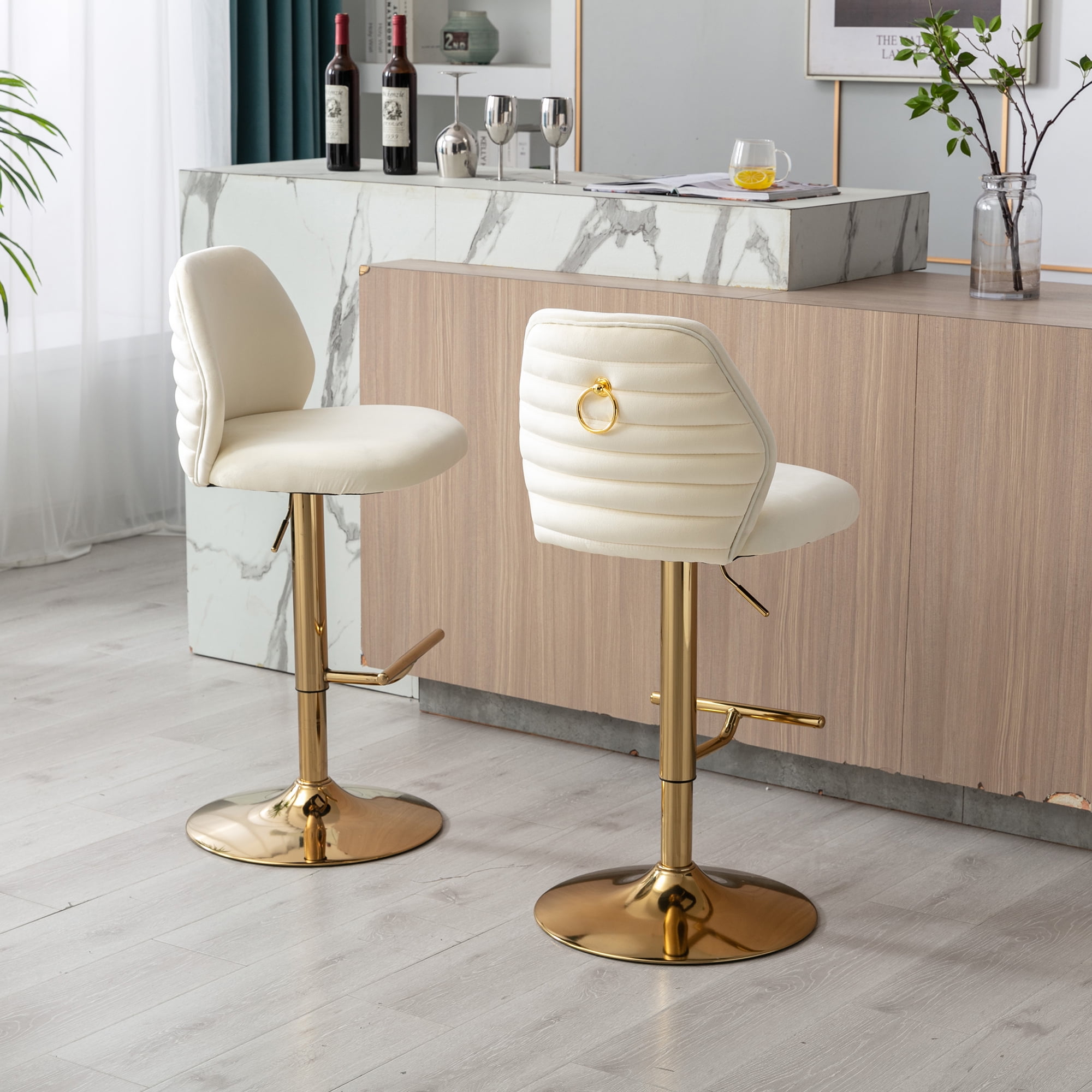 Resenkos Adjustable Swivel Bar Stools Adjustable Counter Height Bar Chairs for Kitchen Island Restaurant Pub Counter Beige Resenkos Adjustable Swivel Bar Stools Adjustable Counter Height Bar Chairs for Kitchen Island Restaurant Pub Counter Beige