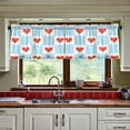thumbnail image 3 of Yayeee Kitchen Curtains Tier Set of 2 Light Filtering 57"x36" Over Sink Window Panels, Light Blue Checkered Heart, 3 of 7