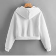 thumbnail image 5 of White Womens Zipper Top Hoodie Sweatshirt, Polyester Long Sleeve Hoodies, Women Casual Solid Long Sleeve Zipper Hooded Sweatshirt Tops, M, 5 of 8