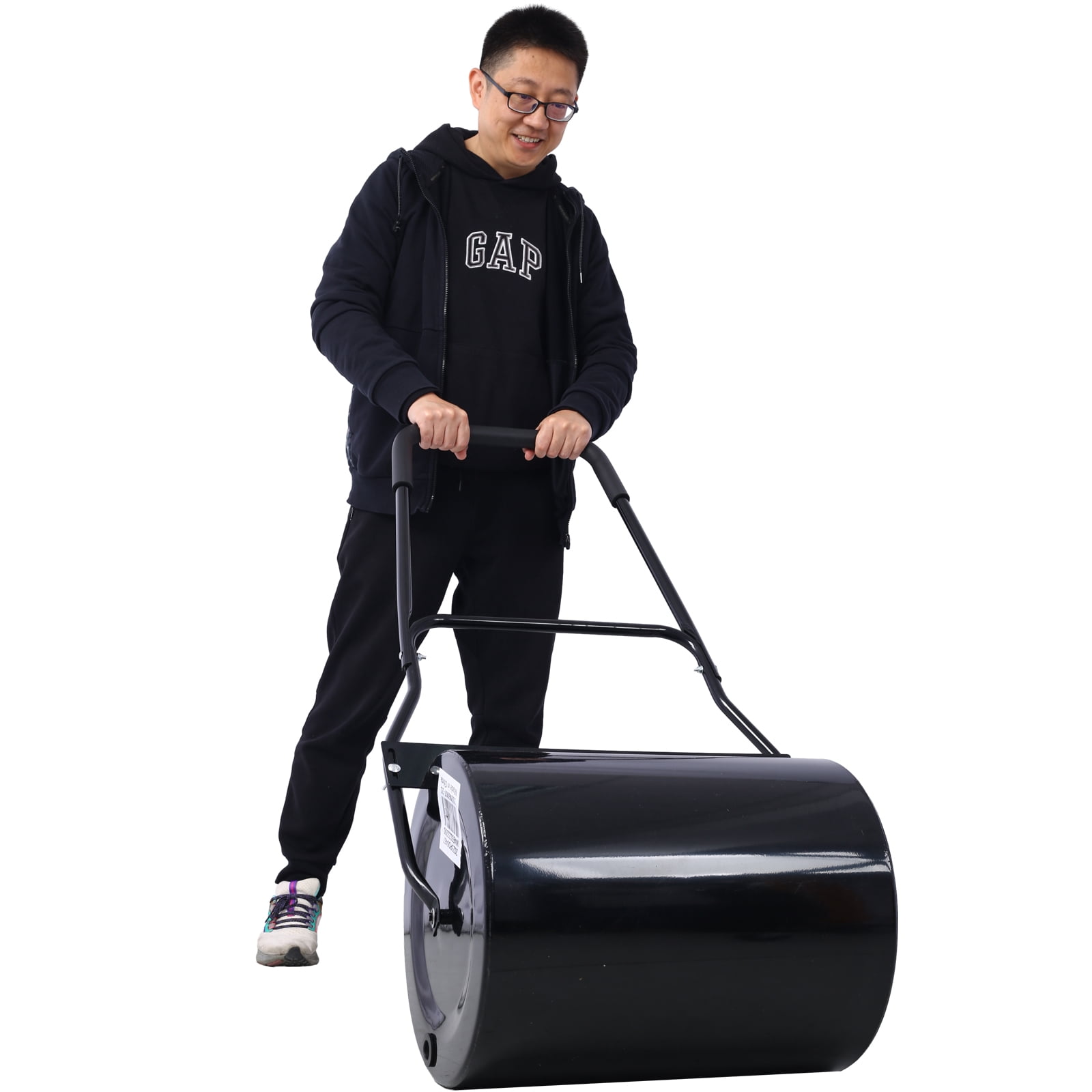 Lawn Roller, 16 Gallon Heavy-Duty Tow Behind Water/Sand Filled Sod Drum Roller for Garden Yard Park