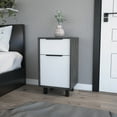 thumbnail image 3 of Dtwnek 1 Drawer Nightstand with Single Door Cabinet, Perfect for Home Living Room Office, White, 3 of 5