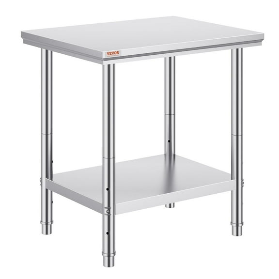 Worktable & Workstation 24 x 30 x 32 Inch Stainless Steel Work Table Heavy Duty Food Prep Work Table for Home, Kitchen, Restaurant Metal Prep Table with Adjustable Feet