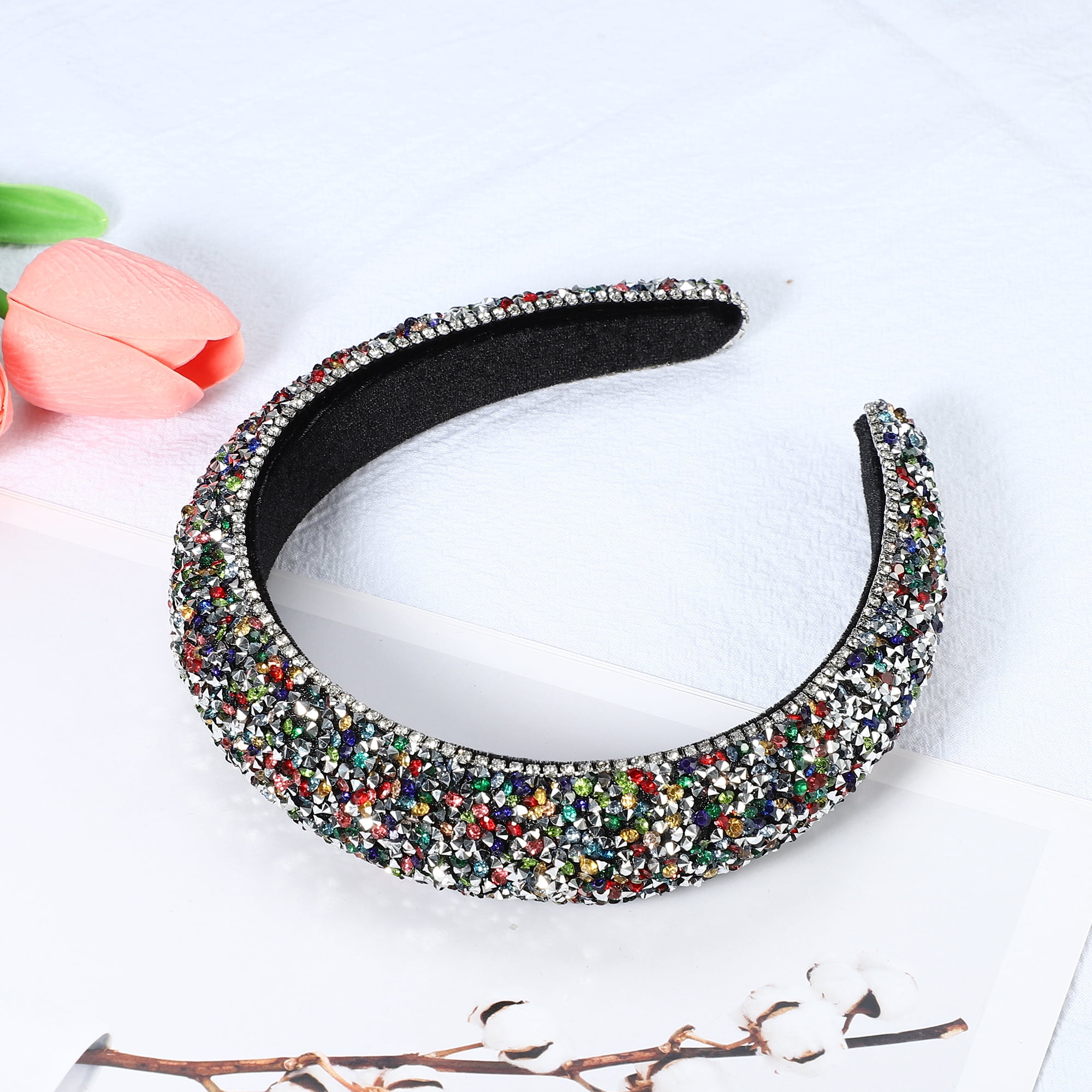 Unique Bargains Rhinestone Headband Hair Accessories for Women Multicolor