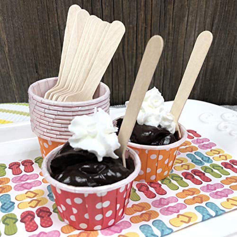 6 PCS Premium Mini Wooden Spoons - 3.2 Inch Small Spoons for Jars,ice cream  & yogurt, Wooden Scoops for Canisters