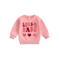 thumbnail image 2 of Elippeo Baby Girl Valentine Sweatshirts Long Sleeve Round Neck Heart Letter Embroidery Pullovers Warm Tops 6 12 18 24 Months 3 4 Years, 2 of 10