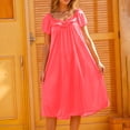 thumbnail image 6 of HomeGardon Nightgowns for Women,Summer Dresses Women's Solid Color Short-sleeved Loose Ice Silk Lace Home Dress Nightdress, 6 of 6