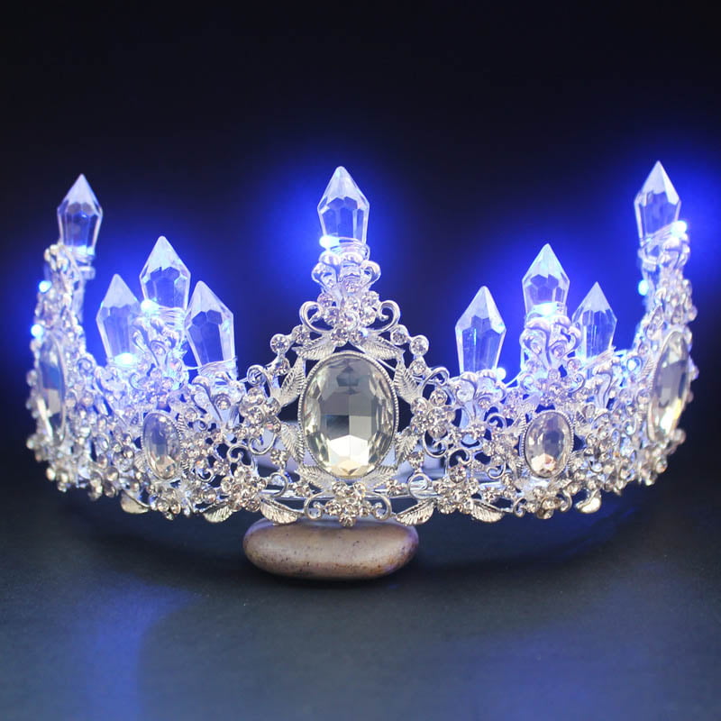 7.5cm High Luxury Large Crystal Beads Tiara Crown Wedding Party Prom Pageant 
