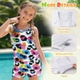 thumbnail image 4 of Xoenoiee Colorful Leopard Print Girls Tankini Swimsuit 2 Piece Bathing Suits Swimwear for Girls Round Neck Swim Tank Top with Bottoms, Size 6-7 Years, 4 of 4