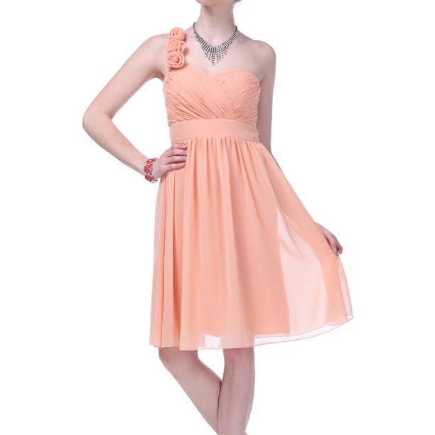 Faship Faship Womens One Shoulder Short Formal Dress Peach 8 Peach Walmart Com Walmart Com