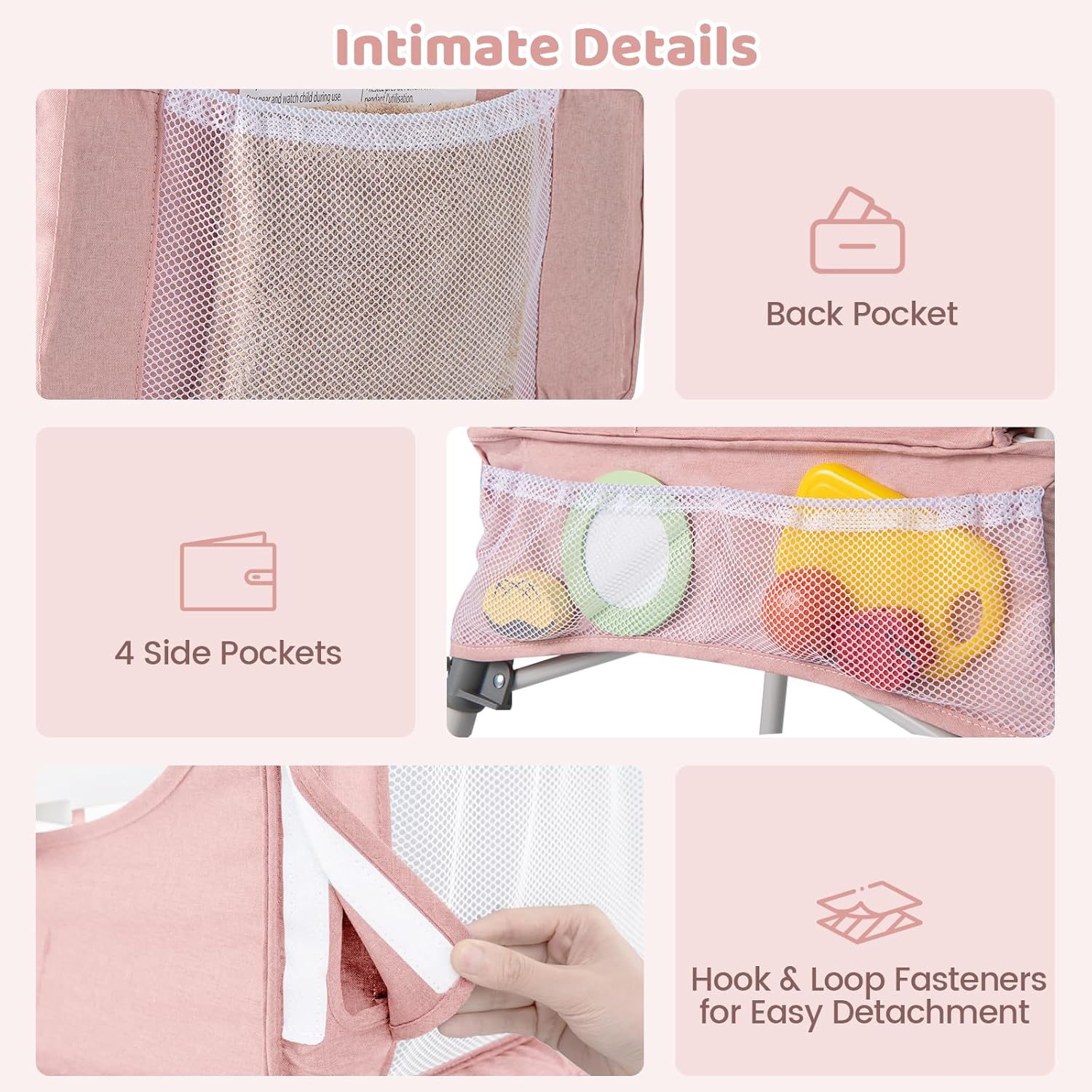 INFANS Baby High Chair, Foldable Portable Highchair for Babies and Toddlers with Travel Bag Adjustable Tray, 5 Point Harness, Compact Space Saver Infant Feeding Chair for Age 6-36 Months