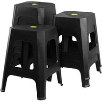 Teyyvn 6 Pack 18.9 Inch Square Stackable Plastic Stools, Black Portable Nesting Stack Stools for Home Classroom Office
