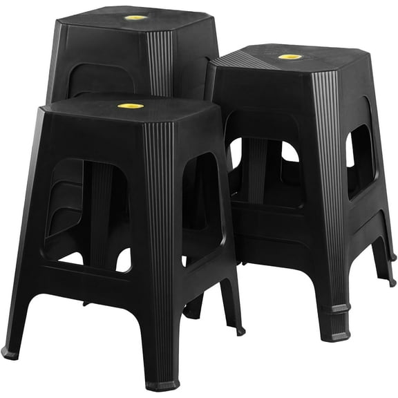 Teyyvn 6 Pack 18.9 Inch Square Stackable Plastic Stools, Black Portable Nesting Stack Stools for Home Classroom Office