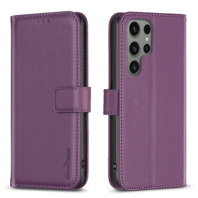 Compatible avec Samsung Galaxy S23 Ultra 5G Étui Portefeuille avec Fentes pour Cartes Fermeture Magnétique Folio Rabattable