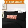 Elegant Comfort #1 Best Bedding Duvet Cover Set! 1500 Thread Count Egyptian Quality Luxurious Silky-Soft WRINKLE FREE 3-Piece Duvet Cover Set, Full/Queen, Black