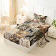 thumbnail image 2 of Manfei Pretty Floral Twin Sheets,Geometric Check Pine Bedding,Brown,3-Piece,1 Fitted Sheet and 1 Pillowcase, 2 of 6