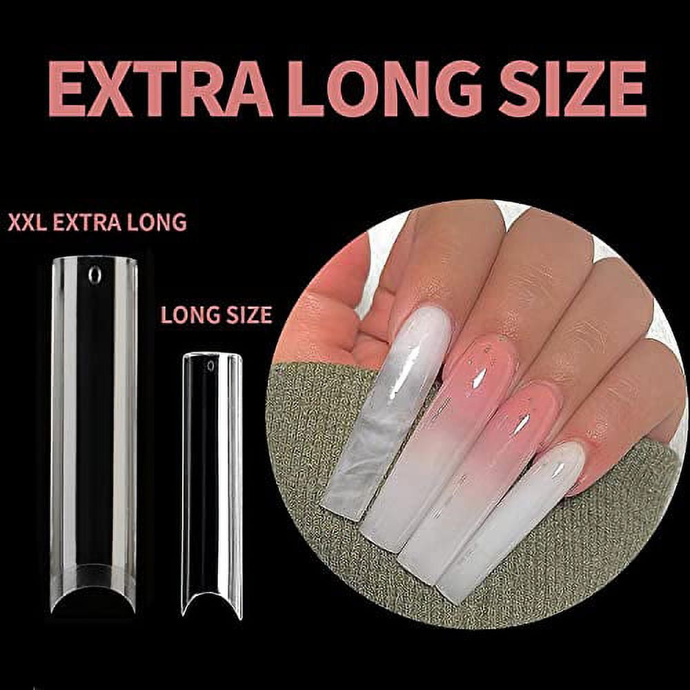 Ranrose Extra Long Nail Tips 240PCS XXXL Long Square Acrylic Nail Tips Full  Cover Clear Long Straight Tapered Square Nail Tips 3XL Long Square Nail Tips