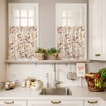 thumbnail image 3 of 3 Piece Kitchen Curtains and Valances Set Orange Yellow Botanical Cafe Curtains 36 Inch Length Rustic Country Spring Floral Summer Leaf Valance & Tier Curtain for Living Room 54"x18"+27"x36"*2, 3 of 6