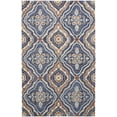 thumbnail image 4 of HomeRoots 512167 8 x 10 ft. Blue Orange & Ivory Wool Floral Hand Tufted Handmade Stain Resistant Rectangle Area Rug, 4 of 5