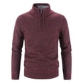 thumbnail image 1 of Men's Half High Neck Pullover Bottom Shirt Slim Winter Half Zipper Knit Simple Solid Colour Sweater Clothes, 1 of 2