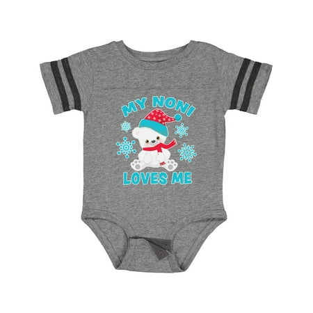 

Inktastic Polar Bear My Noni Loves Me in Santa Hat with Snowflakes Gift Baby Boy or Baby Girl Bodysuit