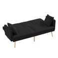 thumbnail image 5 of Convertible Futon Sofa Bed, 69-inch Modern Tufted Velvet Sleeper Sofa Couch Oversized Loveseat Sofa w/3 Adjustable Positions, 6 Metal Legs and Cup Holder for Living Room Bedroom Office, Black, 5 of 6