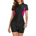 thumbnail image 7 of Womens Boyshorts Rash Guard UPF 50+ Short Sleeve Swimsuit Zip Up Surfing Bathing Suit One Piece Swimwear, 7 of 7