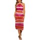 thumbnail image 2 of Vestido de verano sin mangas para mujer INSPIRE CHIC, con diseño calado, cuello halter, a rayas, para la playa, traje de baño L, color rosa intenso-naranja, 2 of 6