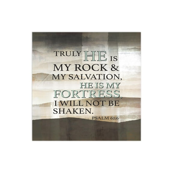 Rock Salvation Fortress Cream Grey Strata 12 x 12 Wood Wall Sign Plaque