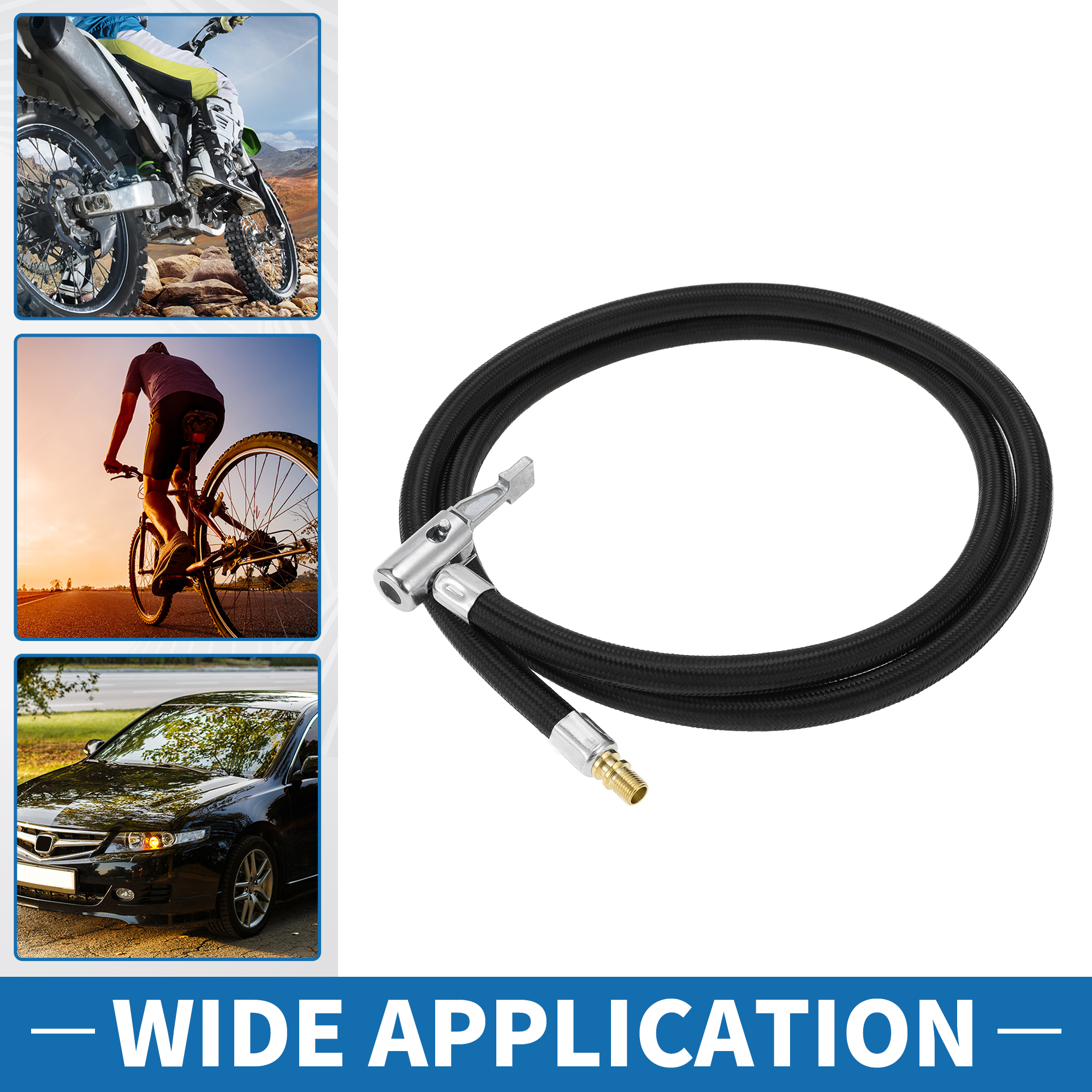 Unique Bargains Tire Inflator Extension Tube 45.28inch M8x0.8 Air Pump Hose Adapter Nylon