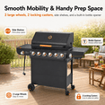 thumbnail image 6 of Propane Gas Grill clearance, 6-Burner Outdoor Grill with Side Burner, 72,000 BTU Stainless Steel BBQ Grill, 650 Sq.In Cooking Area, Cast Iron Grates, Thermometer, for Patio Backyard Garden, 6 of 10