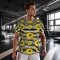thumbnail image 3 of Wukai Sunflowers On Black And White Stripes Print Men's Short-Sleeved Mesh T-Shirt,Quick-Dry Short Sleeve Workout T-Shirt-, 3 of 8