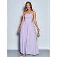 thumbnail image 6 of Mauve Purple And White Striped Flowing Maxi Dress With Spaghetti Straps, Chest Gathering, Pockets, A-Line Silhouette, 6 of 6