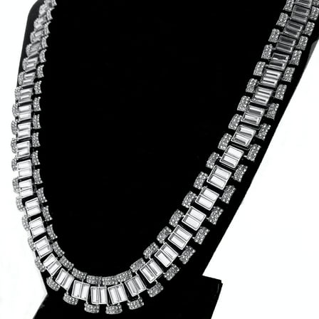 Men's Watch Band Link Chain Heavy Iced Baguette Necklace Silver Tone 24" Inch