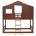 thumbnail image 5 of Harper & Bright Designs Twin Over Twin House Bunk Bed with Ladder, Twin Wood Bed Frame with Roof Design for Teens, Boys and Girls, Walnut, 5 of 14