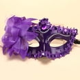 thumbnail image 2 of Glitter Carnival Dance Hanging Decoration Mardi Gras Supply with Sequins Rhinestones Decorative Steel Ball Lace and Poinsettia Flowers Venetian Carnival Accessory Party Ornament Supply(Purple), 2 of 3