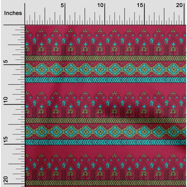 oneOone Viscose Chiffon Fabric Geometric & Floral Block Printed Craft Fabric BTY 42 Inch Wide