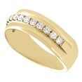 thumbnail image 3 of 14K Yellow Gold Round Diamond Wedding Band 1 Row Prong Set 7.5mm Ring 1/2 CT., 3 of 5