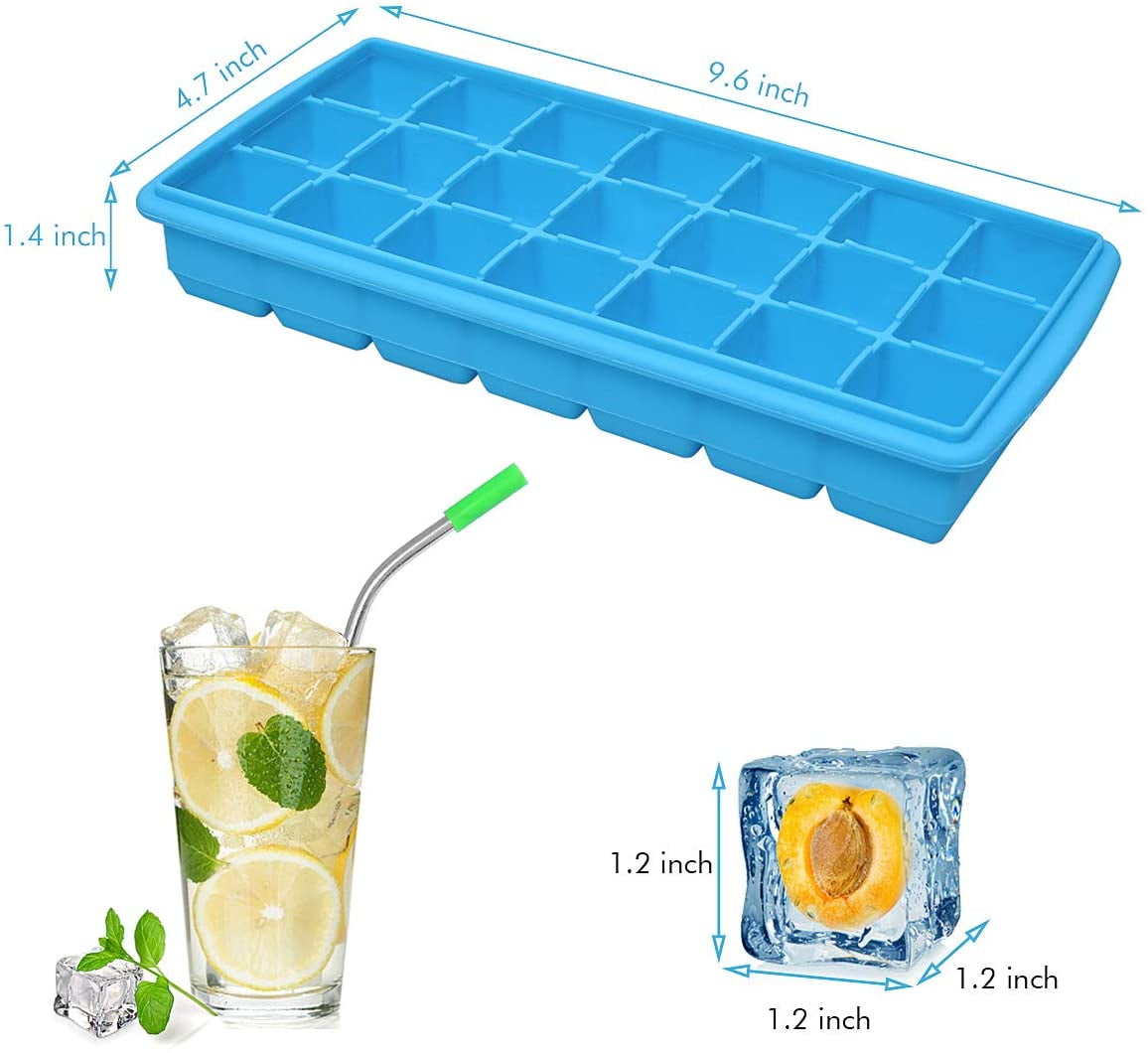 Ice Cube Tray,Easy-Release Silicone and Flexible 36-Ice Trays with Spill- Resistant Removable Lid,Durable and Dishwasher Safe - for Food, Cocktail,  Whiskey, Chocolate 