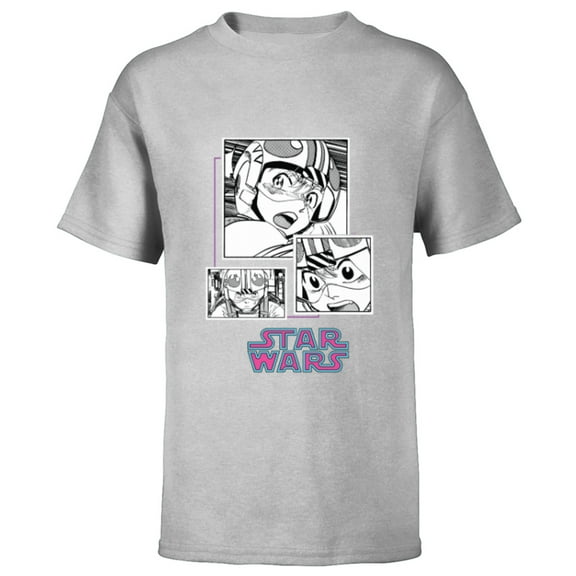 Star Wars Manga Luke Skywalker X-wing Pilot Comic Panels - Short Sleeve T-Shirt for Kids - Customized-Athletic Heather