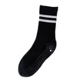 thumbnail image 2 of Mid Crew Training Socks Women Striped Crew Socks with Grips, Non-slip Indoor Socks, Breathable Crew Socks for Home Yoga Black One Size, 2 of 6