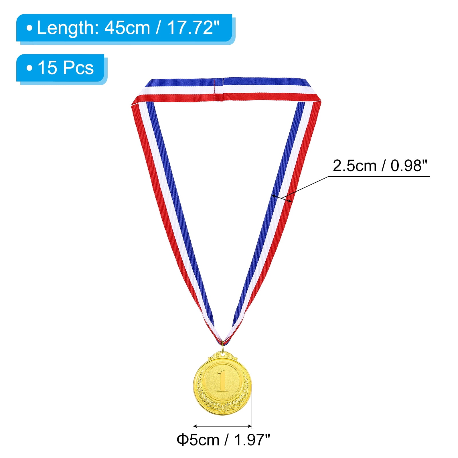 Uxcell Gold Award Medals, 1st  Style Winner Medals with Neck Ribbon, Golden 15Pcs