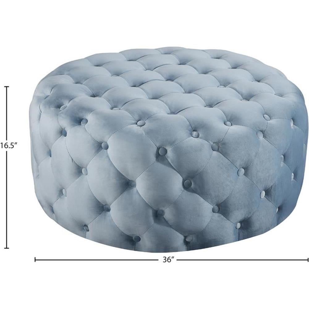 Pemberly Row Modern Button Sky Blue Velvet Ottoman and Bench