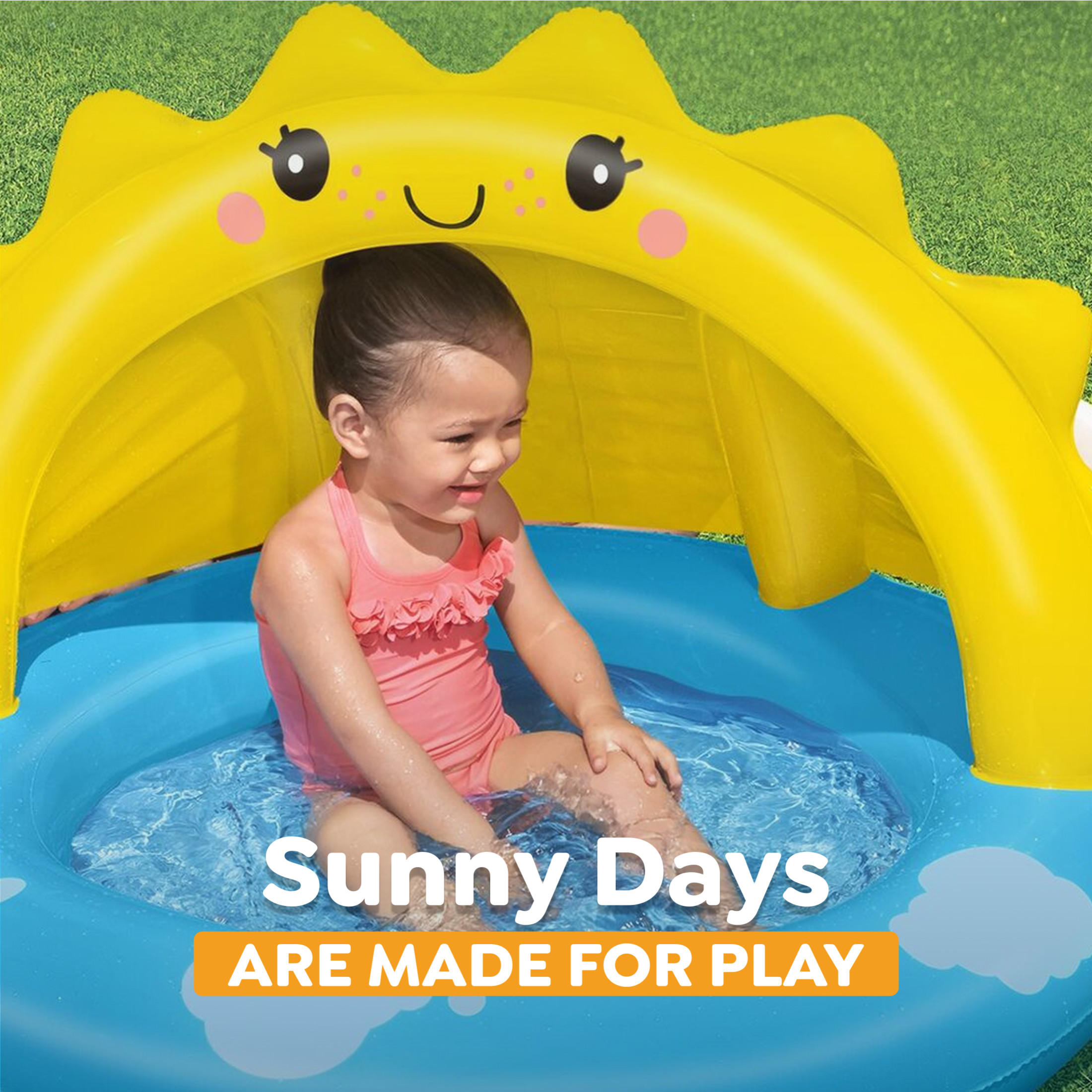 H2OGO! Sunny Days Inflatable Shaded Kiddie Pool 40 in. x 38 in. x 28 in.
