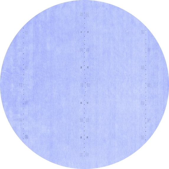 Ahgly Company Machine Washable Indoor Round Solid Blue Modern Area Rugs, 5' Round